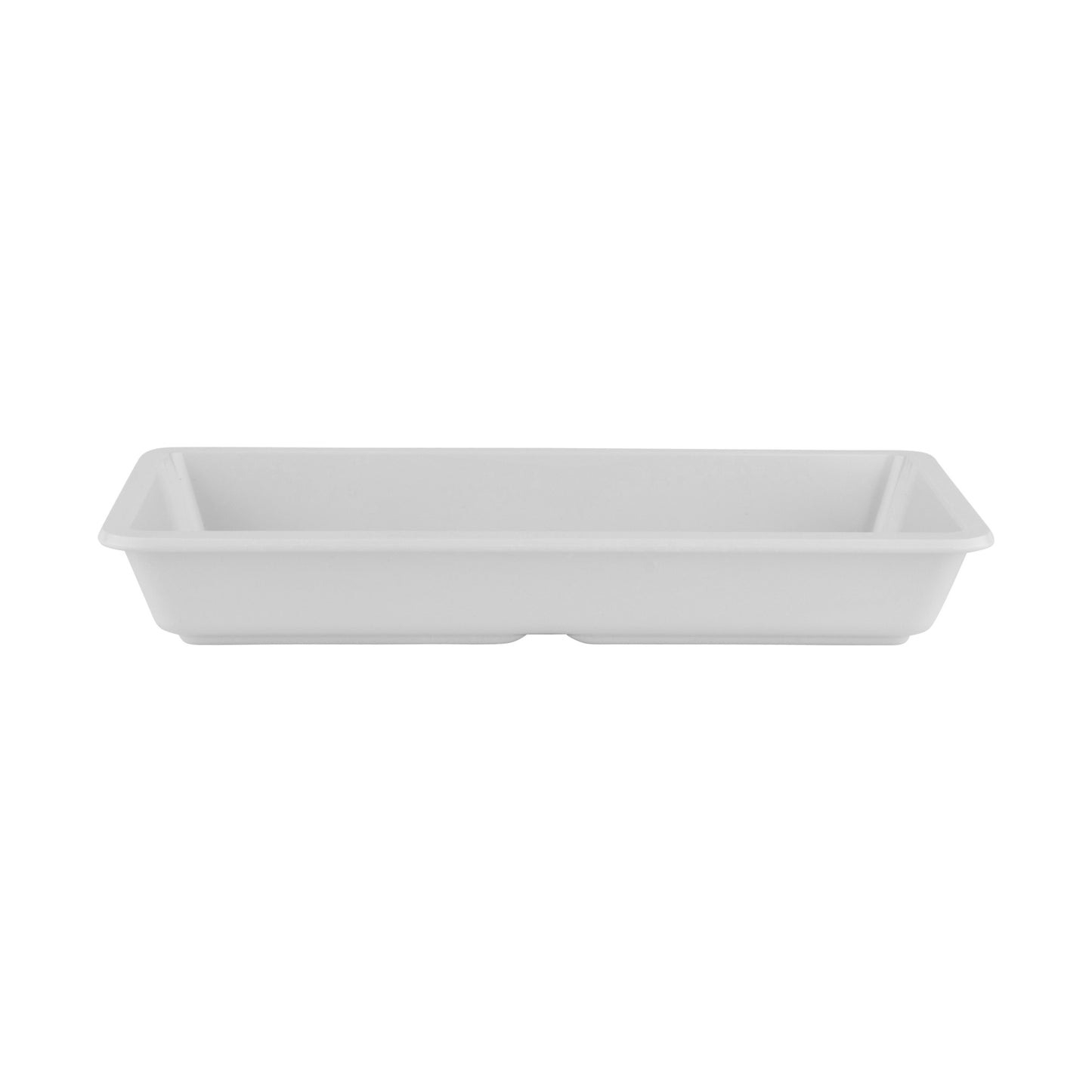 16 oz. (20 oz. Rim-Full), Rectangular White Melamine Entree Dish 9.25"L x 4.5"W  1.25"H, GET, Milano