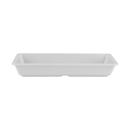 16 oz. (20 oz. Rim-Full), Rectangular White Melamine Entree Dish 9.25"L x 4.5"W  1.25"H, GET, Milano