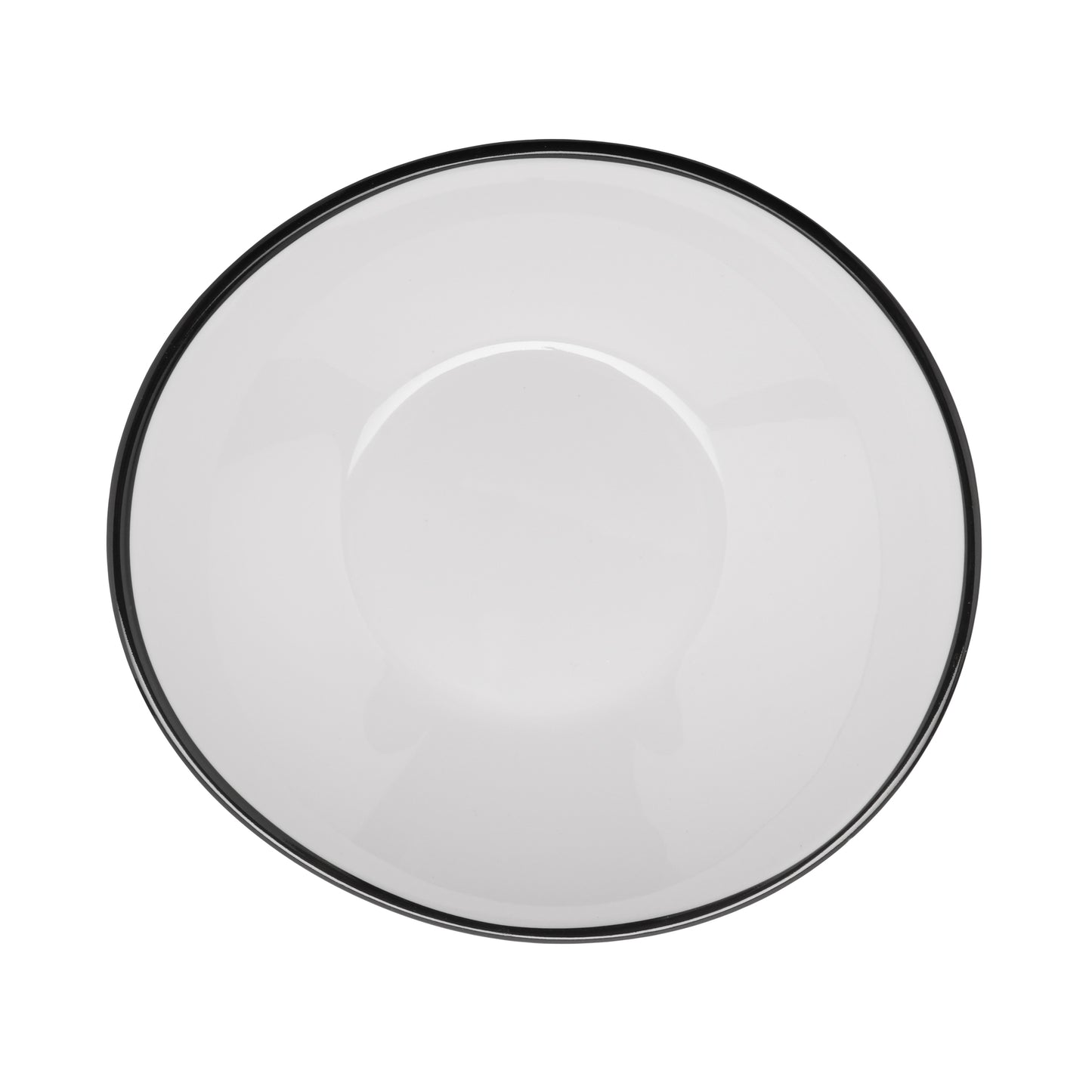 6 oz. White with Black Trim, Enamelware Melamine Shallow Bowl, 8 oz. rim-full, 5.75" x 5.25", 1.25" deep, G.E.T. Settlement Bistro (12 Pack)