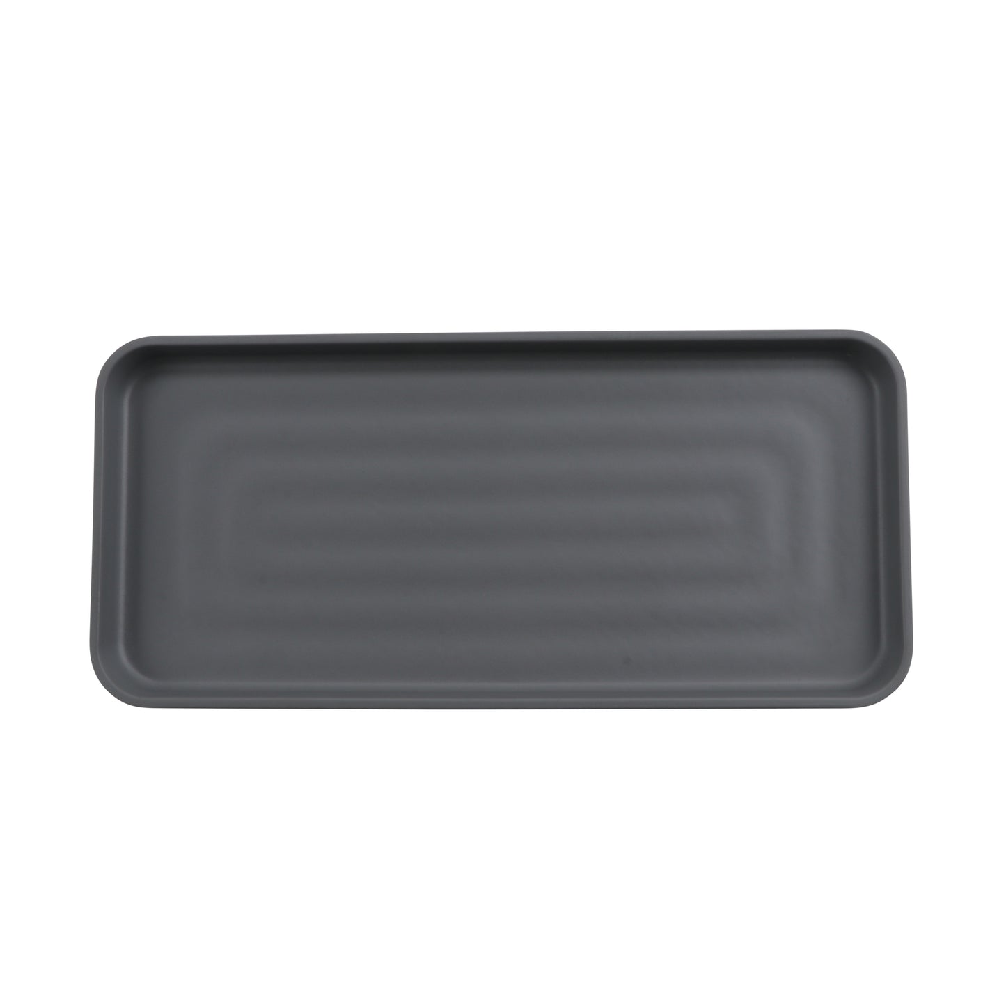 13" x 6" Melamine Rectangle Platter, Gray Matte inside/ Black Matte outside, GET. Roca. (12 Pack)