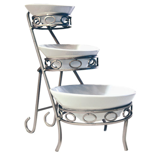 Tall Metal 3-Tier Oval Angled Riser