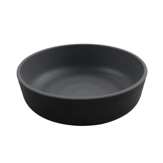 7" Low Street - 24oz Melamine Bowl, (30oz Rim Full) Gray Matte inside/ Black Matte outside, GET. Roca. (12 Pack)