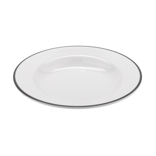 10 oz. White with Black Trim, Enamelware Melamine Small Salad, Pasta, Soup Bowl, 20 oz. rim-full, 9" dia., G.E.T. Settlement Bistro (12 Pack)