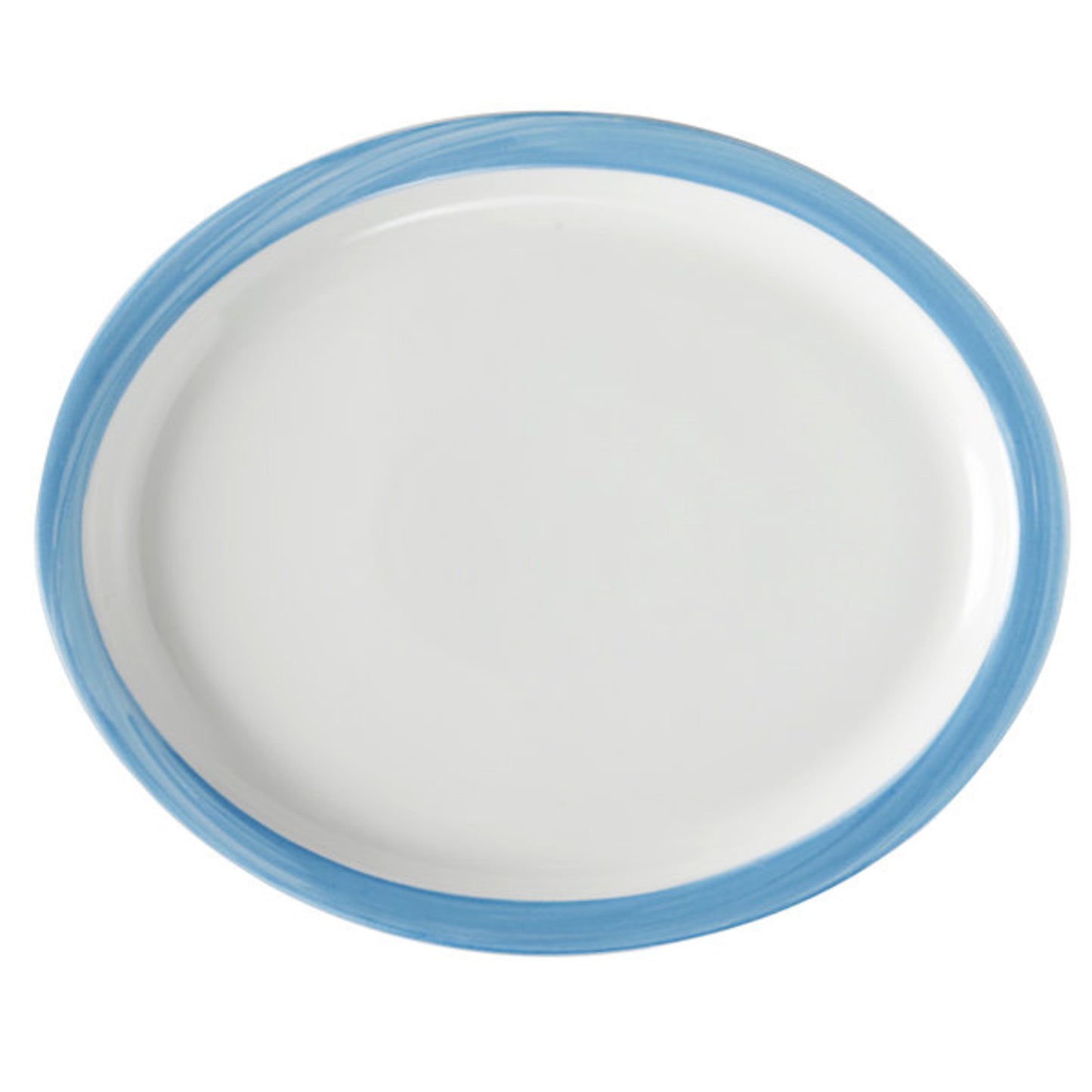 13" x 11" Blue Porcelain Rolled Edge Oval Platter with Narrow Rim, Corona Calypso (Stocked) (12 Pack)