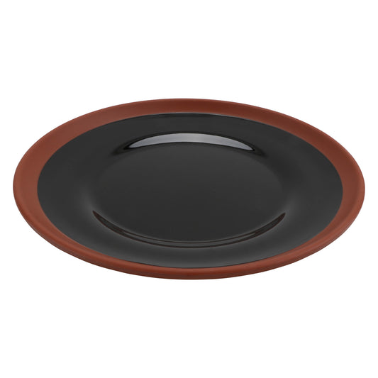 9" balance shiny black/matte terra cotta round  melamine plate (large), 9"L x 9"W x .8"H, GET, cheforward