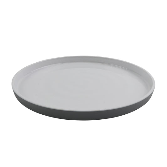 11" Round Edged Melamine Dinner plate, Glossy White inside/ Gray Matte outside, GET. Roca. (12 Pack)