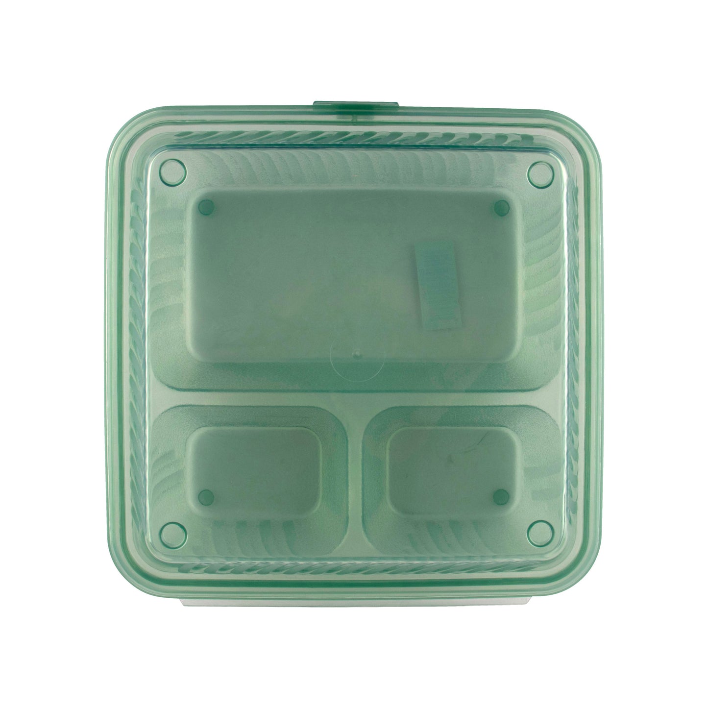 3-Compartment, Polypropylene, Jade, Food Reusable Container, 9" L x 9" L x 3.5" H, G.E.T. Eco-Takeout's (12 Pack)