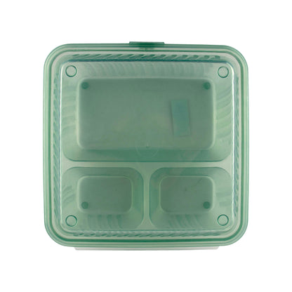 3-Compartment, Polypropylene, Jade, Food Reusable Container, 9" L x 9" L x 3.5" H, G.E.T. Eco-Takeout's (12 Pack)