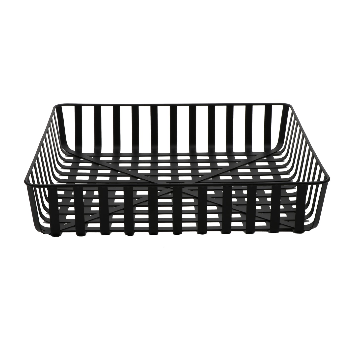 18" L x 3.75" H, Black, Iron Powder Coated, Square Basket, (3.5" Deep), G.E.T Harvest Baskets