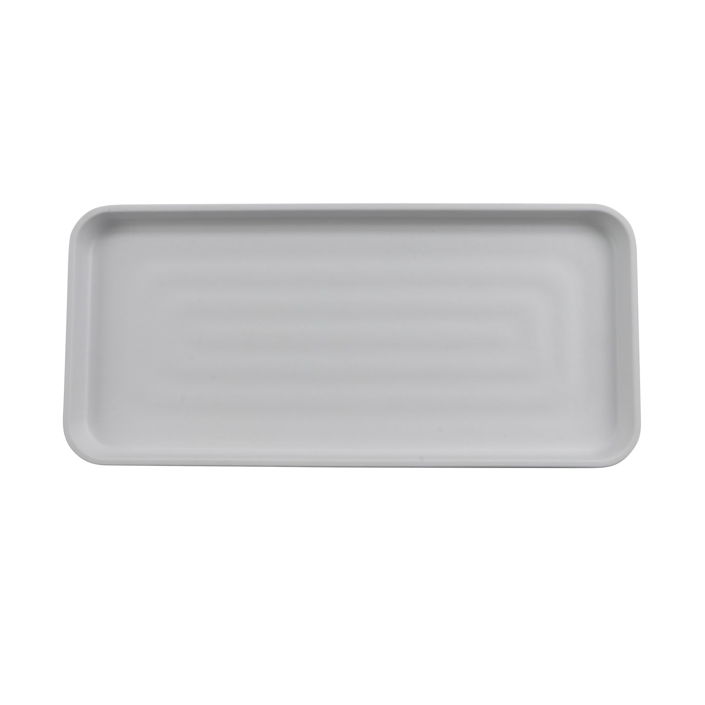 13" x 6" Melamine Rectangle Platter, White Matte inside/ Gray Matte outside, GET. Roca. (12 Pack)