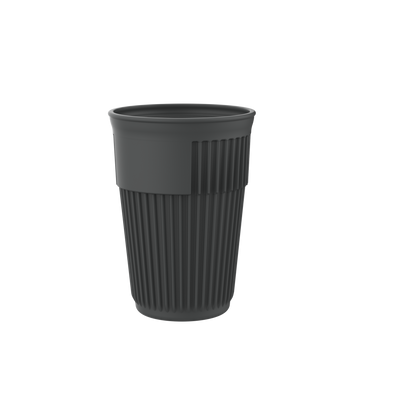 16 oz. Ribbed Cup with Lid EC-200-LID-BK, Top Dia. 3.5", GET. Eco -Takeouts.