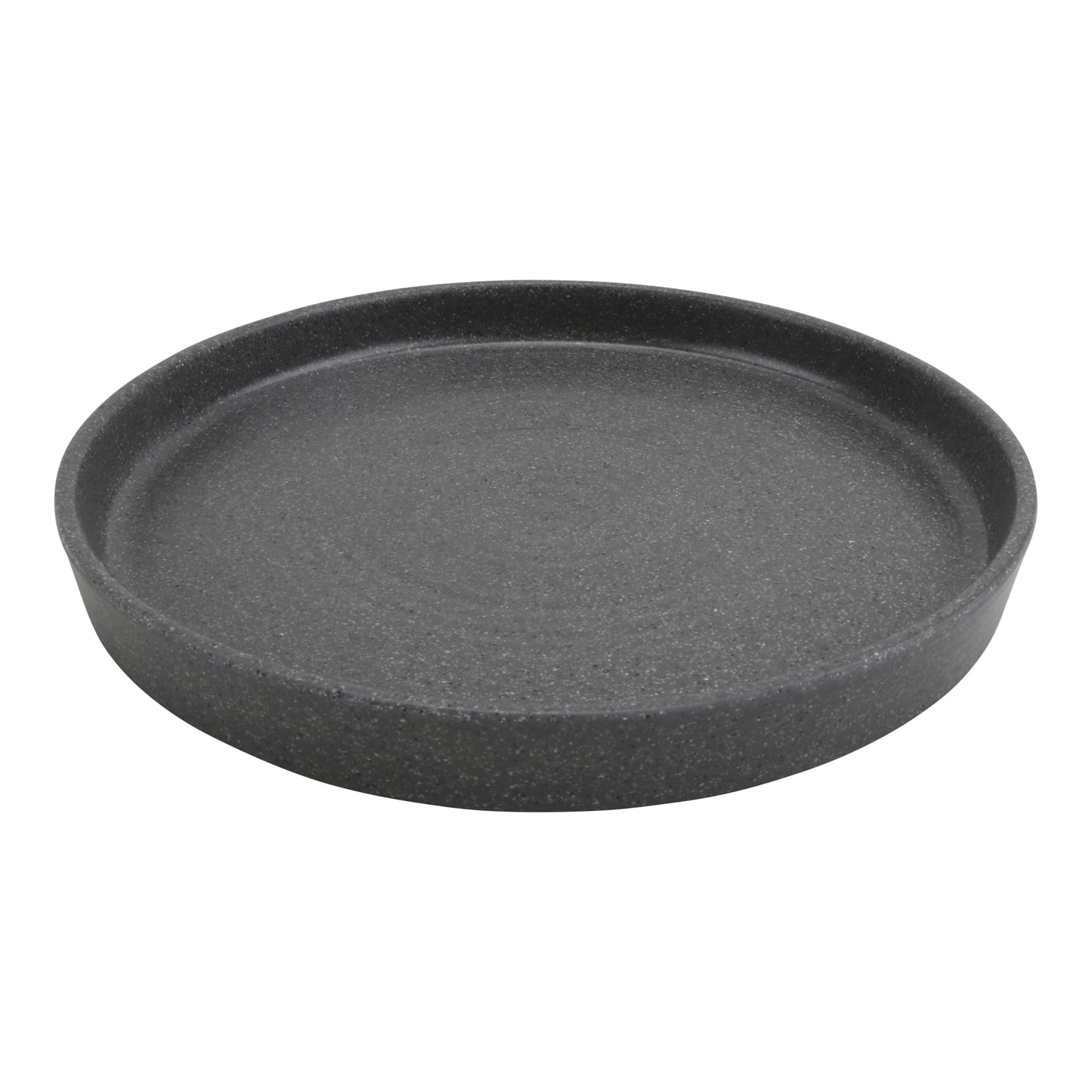 12" infuse stone grey/black melamine plate with edge rim (large), 12"L x 12"W x 1.6"H, GET, cheforward