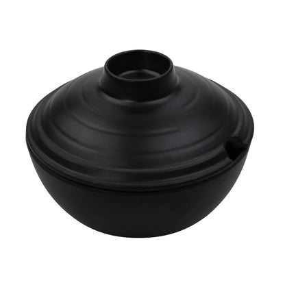 20 oz. Melamine, Black, Round Bowl with Lid, (30 oz. rim-full), 2.265" Deep, 3" H, (5" H with Lid), G.E.T Nara (12 Pack)