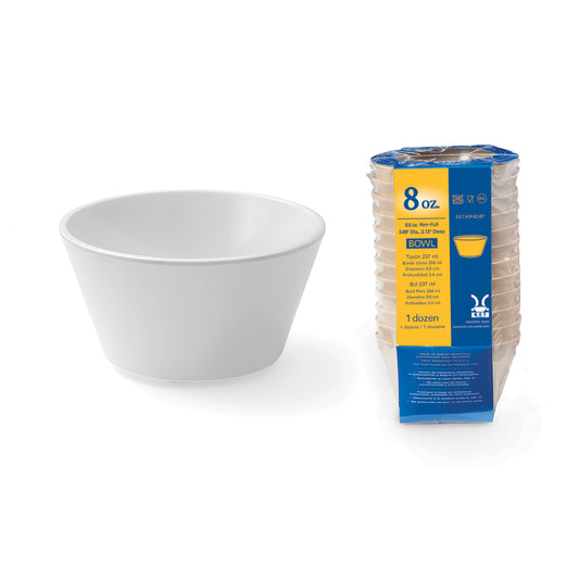 8 oz. (8.6 oz. Rim-Full), 4" Bowl, 2.25" Deep. Special Packaging (12 Pack)