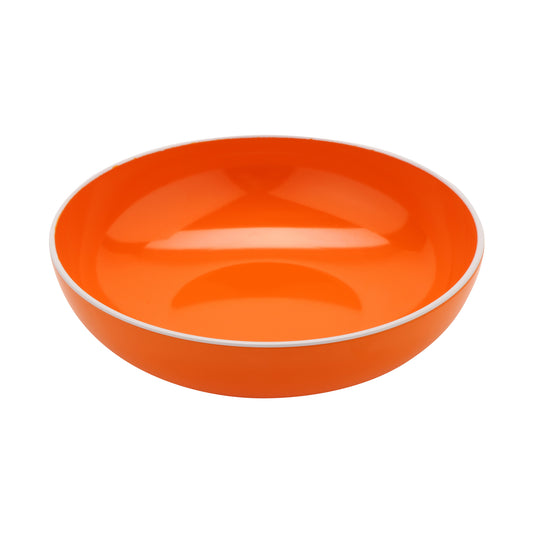 1.7 qt. Orange with White Trim, Melamine Large Salad, Pasta, Soup Bowl, 1.9 qt. rim-full, 9" Dia., 2.5" deep, G.E.T. Settlement Oasis (12 Pack)