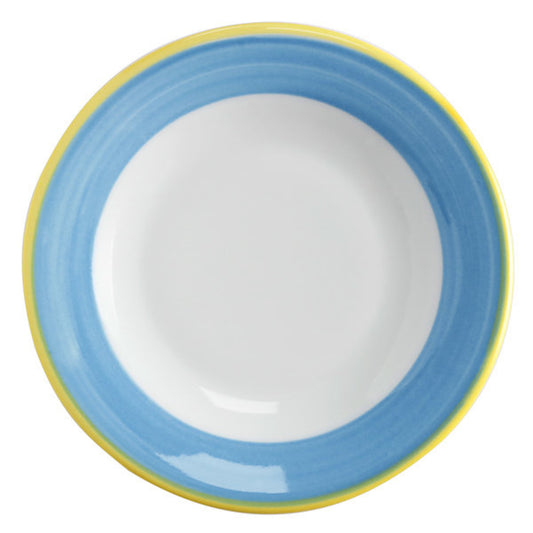 7 1/4" Blue Porcelain Rolled Edge Plate, Corona Calypso (Stocked) (12 Pack)