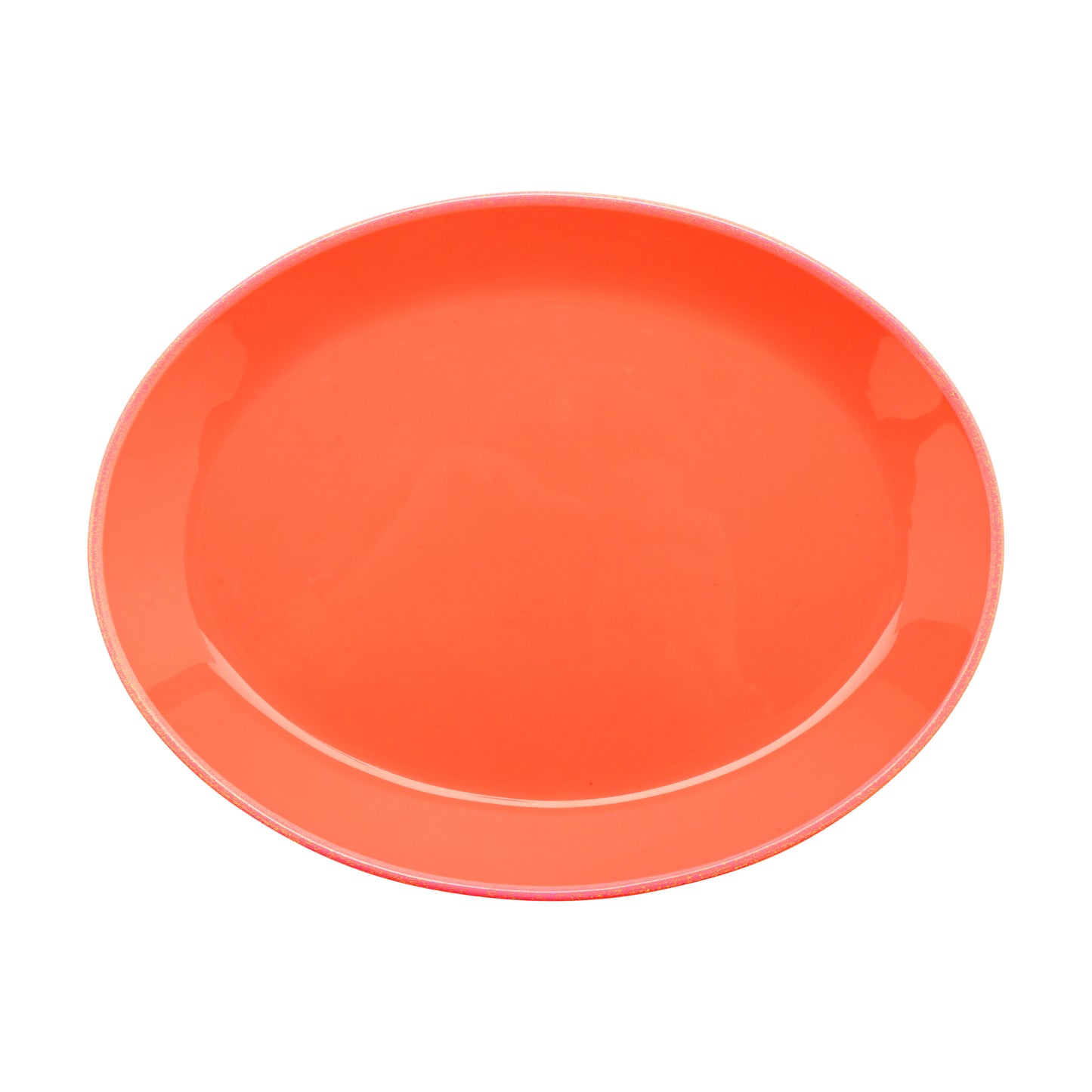 10" x 7.75" Orange with White Trim, Melamine Small Oval Dinner Plate, G.E.T. Settlement Oasis (12 Pack)