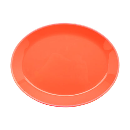 10" x 7.75" Orange with White Trim, Melamine Small Oval Dinner Plate, G.E.T. Settlement Oasis (12 Pack)