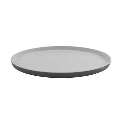 14" x 10" Melamine Oval Platter, Glossy White inside/ Gray Matte outside, GET. Roca.