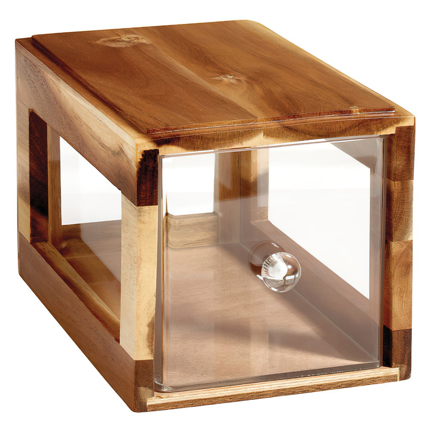 12.25" x 6" Square Stackable Wood Bread Box with Acrylic Drawer, 6" tall