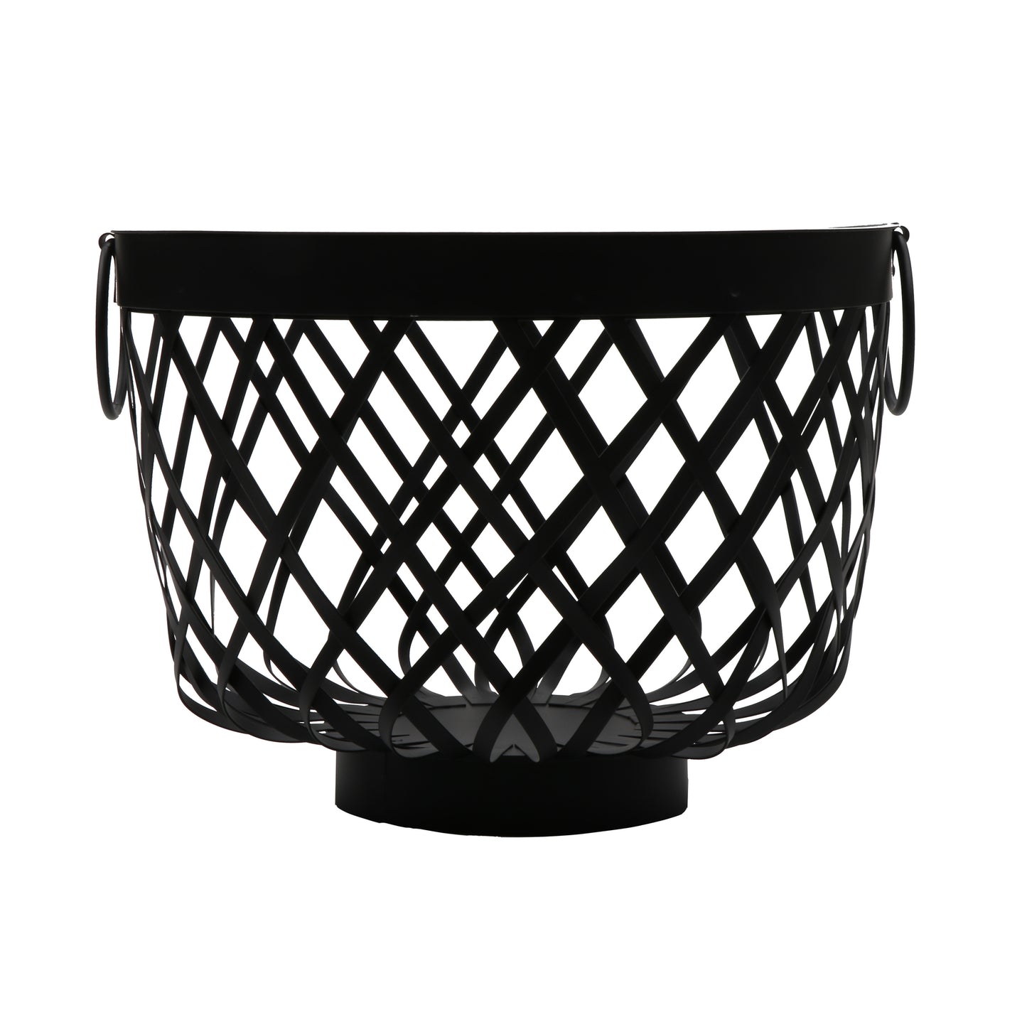 11.5" Dia. X 8.75" H, Black, Iron Powder Coated, Round Basket with Side Ring Handles, (7.5" Deep), G.E.T Harvest Baskets