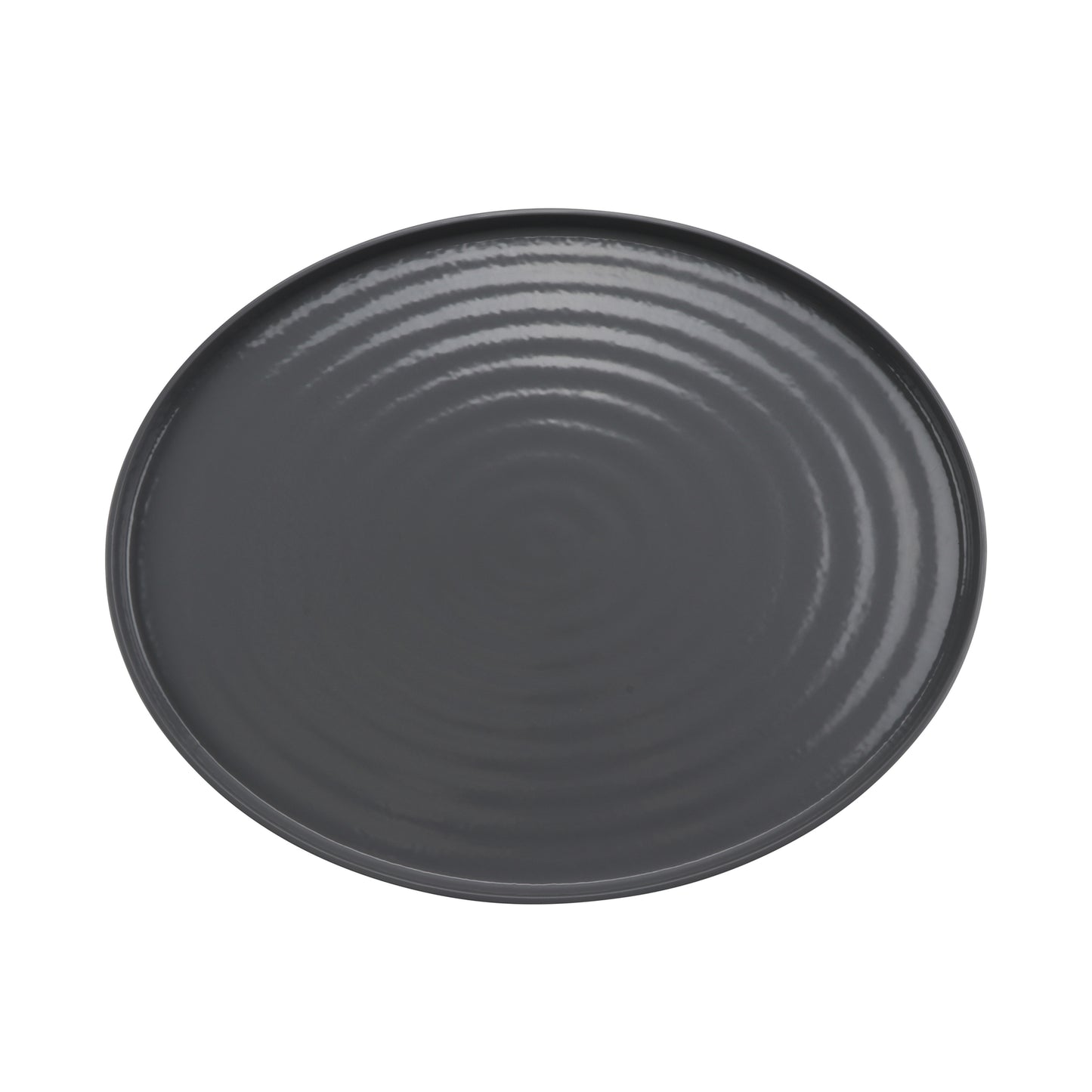 20" x 16" Melamine Oval Platter, Glossy Gray inside/ Black Matte outside, GET. Roca.