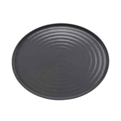 20" x 16" Melamine Oval Platter, Glossy Gray inside/ Black Matte outside, GET. Roca.