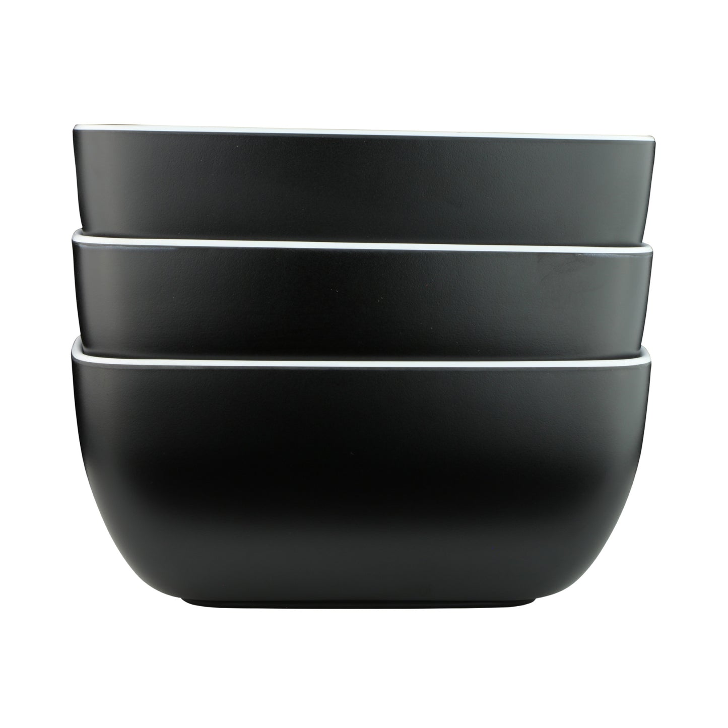 Melamine Rectangular Bowl - White Inside, Black Outside