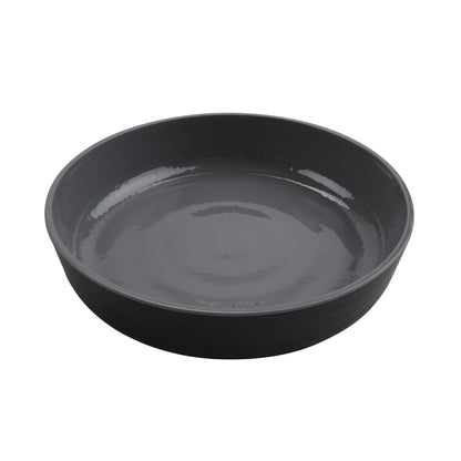 9" Low Street - 42 oz Melamine Bowl (54 oz Rim Full), Glossy Gray inside/ Black Matte outside, GET. Roca. (12 Pack)