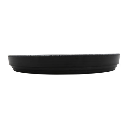 8.14" infuse stone grey/black melamine plate with edge rim (small), 8.14"L x 8.14"W x 1.1"H, GET, cheforward