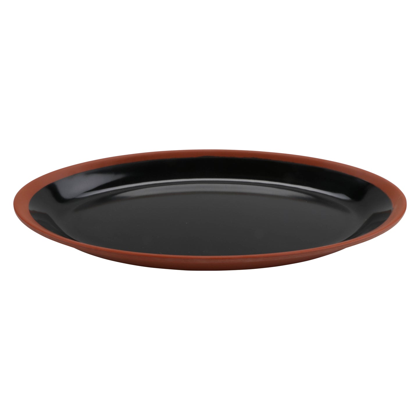 11" balance shiny black/matte terra cotta oval melamine platter (medium), 11"L x 6.5"W x 1.1"H, GET, cheforward