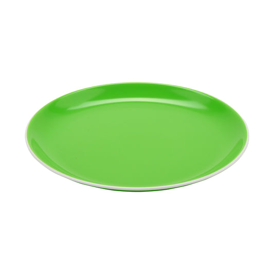 9.5" Green with White Trim, Melamine Small Round Dinner Plate, G.E.T. Settlement Oasis (12 Pack)