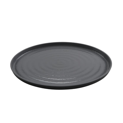 14" x 10" Melamine Oval Platter, Glossy Gray inside/ Black Matte outside, GET. Roca.