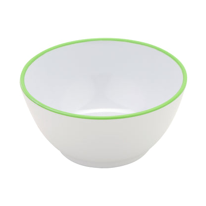 10 oz. White with Green Trim, Melamine Small Side Salad, Soup Bowl, 12 oz. rim-full, 4.75" dia., 2" deep, G.E.T. Settlement Oasis (12 Pack)