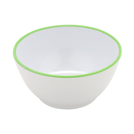 10 oz. White with Green Trim, Melamine Small Side Salad, Soup Bowl, 12 oz. rim-full, 4.75" dia., 2" deep, G.E.T. Settlement Oasis (12 Pack)