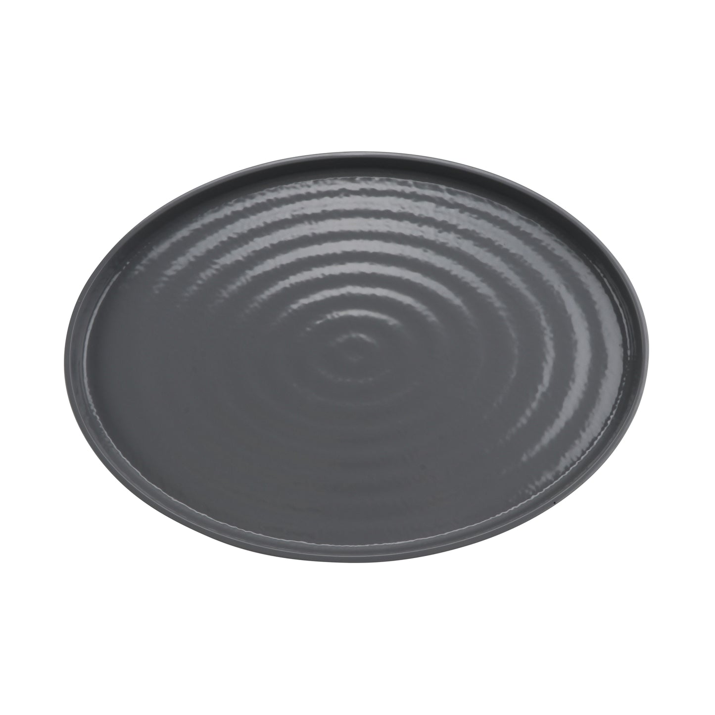 14" x 10" Melamine Oval Platter, Glossy Gray inside/ Black Matte outside, GET. Roca.