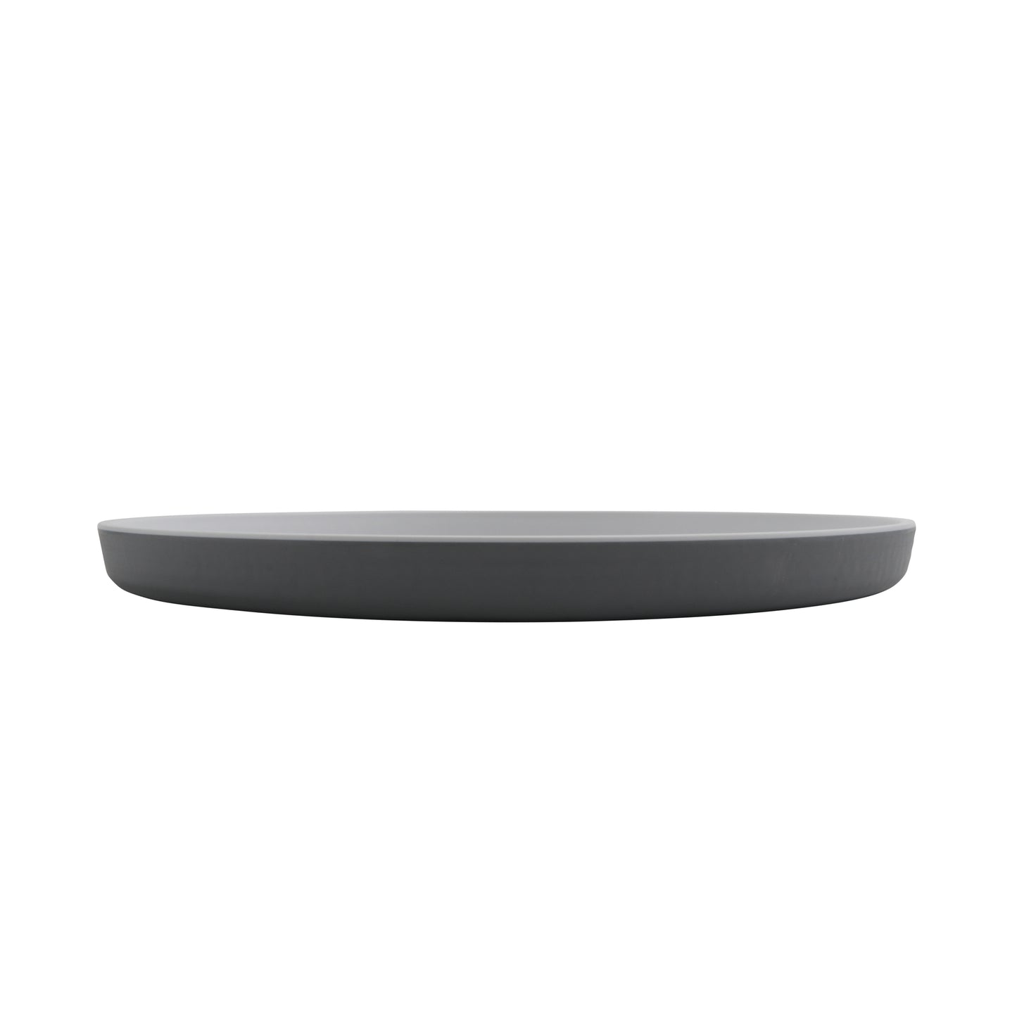 11" Round Melamine Dinner plate, White Matte inside/ Gray Matte outside, GET. Roca. (12 Pack)