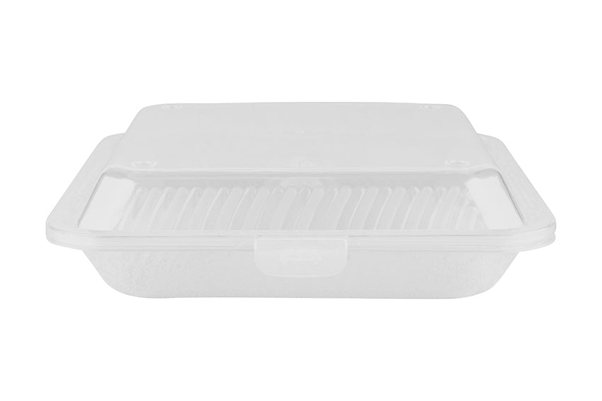 3-Compartmant Polypropylene, Clear, Food Reusable Container, 9" L x 9" W x 2.5" H, G.E.T. Eco-Takeout's (12 Pack)