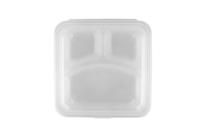 9" x 9" 3-Compartmant Food Container, 2.75" Deep (Set of 4 ea.)