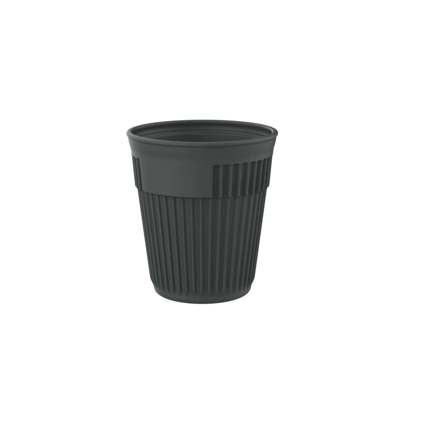 12 oz. Ribbed Cup with Lid EC-200-LID-BK, Top Dia. 3.5", GET. Eco -Takeouts.