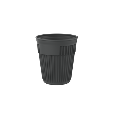 12 oz. Ribbed Cup with Lid EC-200-LID-BK, Top Dia. 3.5", GET. Eco -Takeouts.