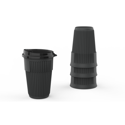 16 oz. Ribbed Cup with Lid EC-200-LID-BK, Top Dia. 3.5", GET. Eco -Takeouts.