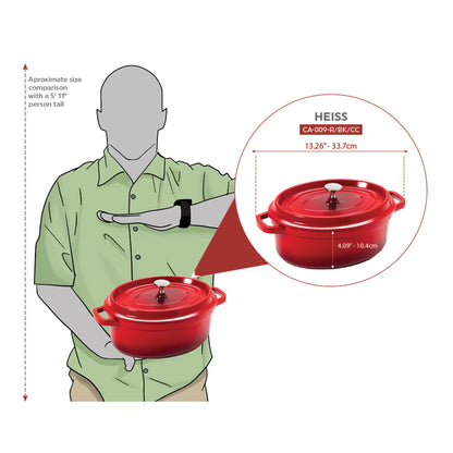 3.5 qt. (3.75 qt. rim-full), 10.25" x 7.88" Induction Ready Oval Dutch Oven w/ Lid, 3.5" deep (Clear Coat)