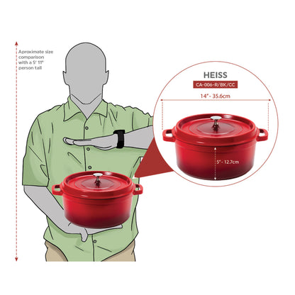 6.5 qt. (7 qt. rim-full), 11" Induction Ready Round Dutch Oven w/ Lid, 4.5" deep (Clear Coat)