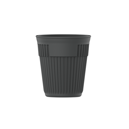 12 oz. Ribbed Cup with Lid EC-200-LID-BK, Top Dia. 3.5", GET. Eco -Takeouts.