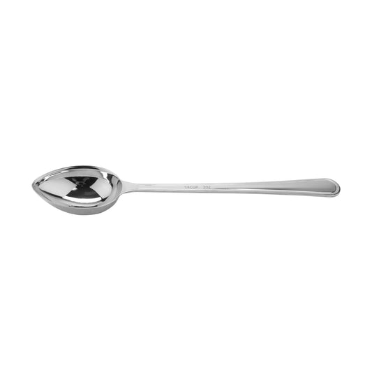 11.75" portion control solid bowl spoon, 2 oz 18/8 s/s , 2.5 mm gage, mirror finish, culinaire logo back stamped,18/8 back stamped,made in china sticker on @ polybag, 96@ per master, 6@ per inner pack