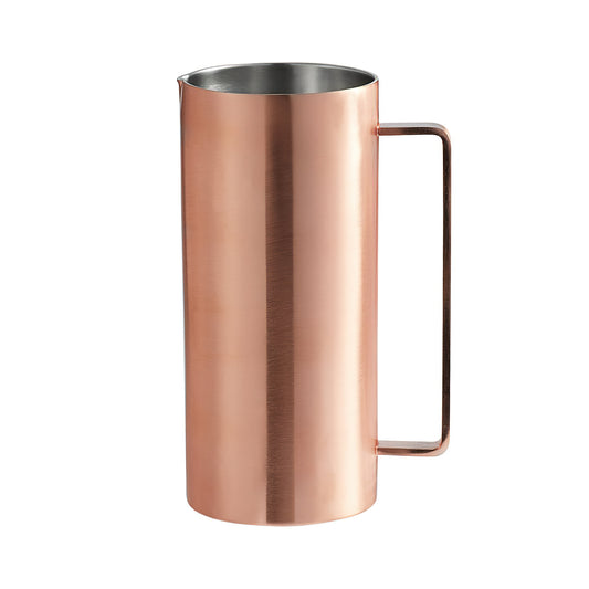 1.6 qt. Copper, Brushed Finish, Double Wall Pitcher with Handle, (2.1 qt. rim-full), 4.8" Top Dia., 10" Tall, G.E.T. Copper Drinkware