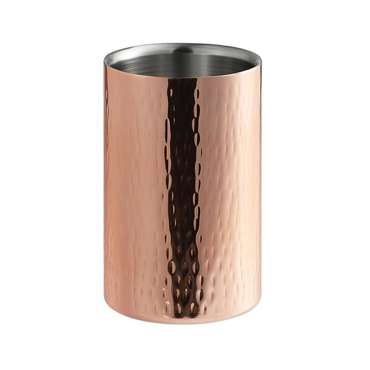 5" Dia., Copper, Wood Textured, Double Wall Wine Cooler, 7.5" Tall, G.E.T. Copper Drinkware