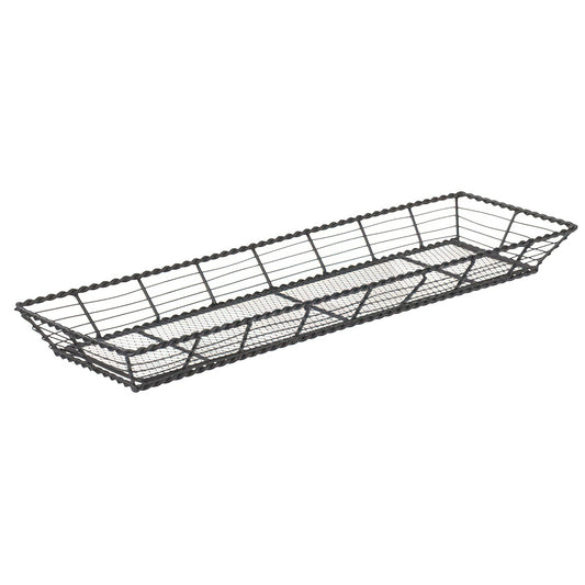 22" x 7" Rectangular Black Wire Basket, 2" Deep