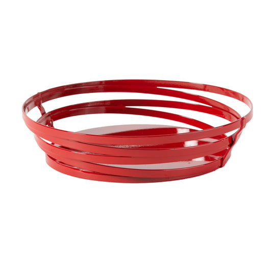 9" Dia., Round Red Wire Food Serving Basket, Cyclone, 2.25" tall